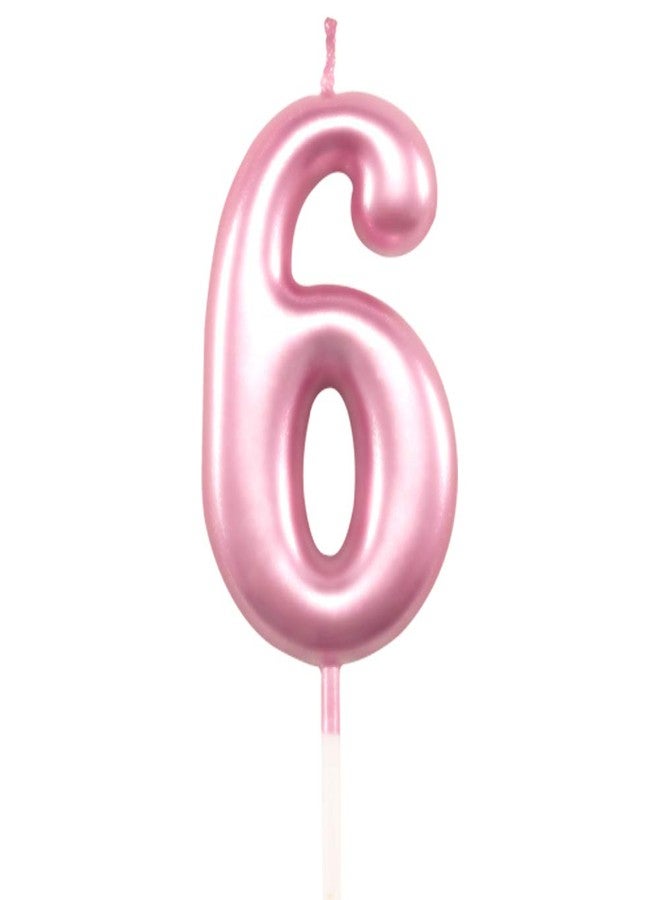 XNOVA 6th Birthday Candle Six Years Pink Happy Birthday Number 6 Candles for Cake Topper Decoration for Party Kids Adults Numeral 60 26 64 16 66 62 - Image 1
